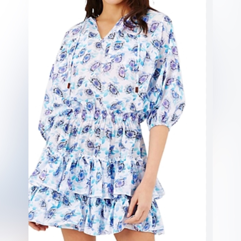 Vilberquin Flash Flo Tiered Coverup Mini Dress
Blue & White & Purple Size M
